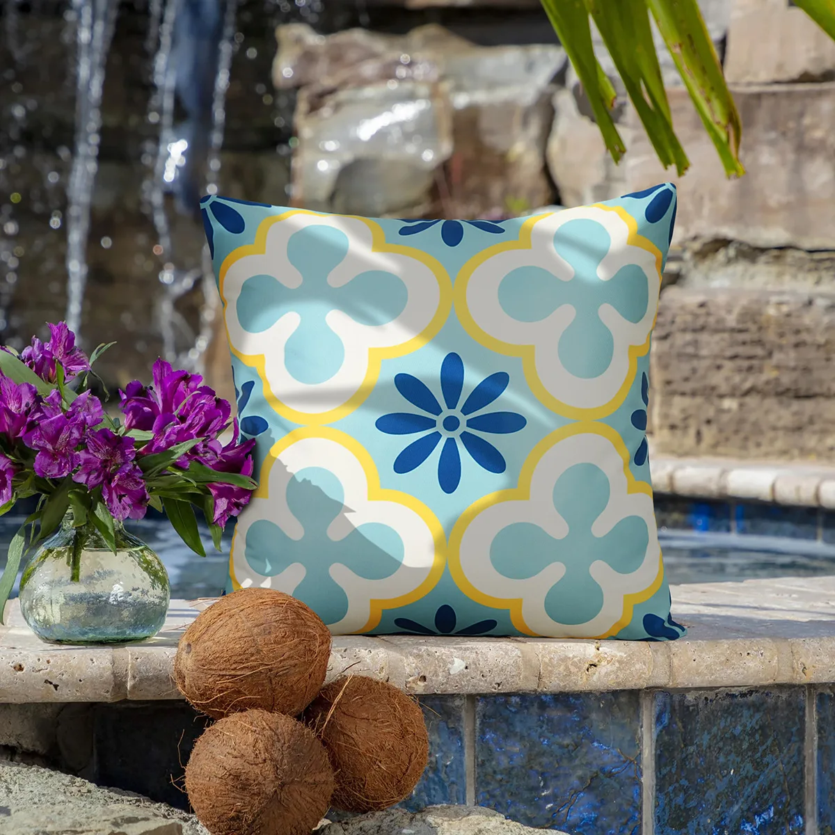 High Quality Bohemian Geometric Style Square Outdoor Cushion Waterproof Floral Pattern Pillow Cover for Camping factory