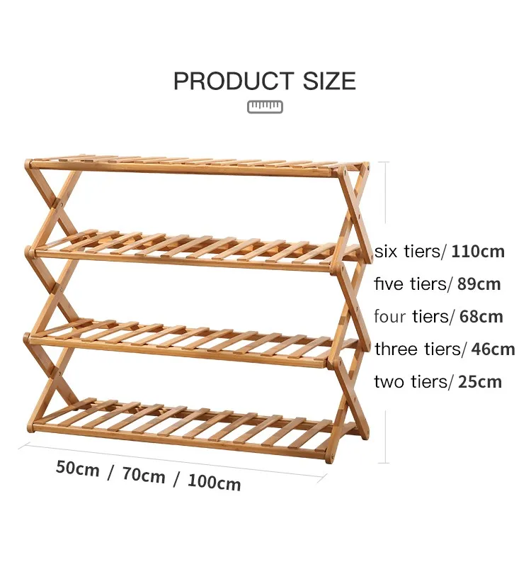 
Экологичная бамбуковая стойка для обуви без сборки, складная деревянная стойка для обуви 