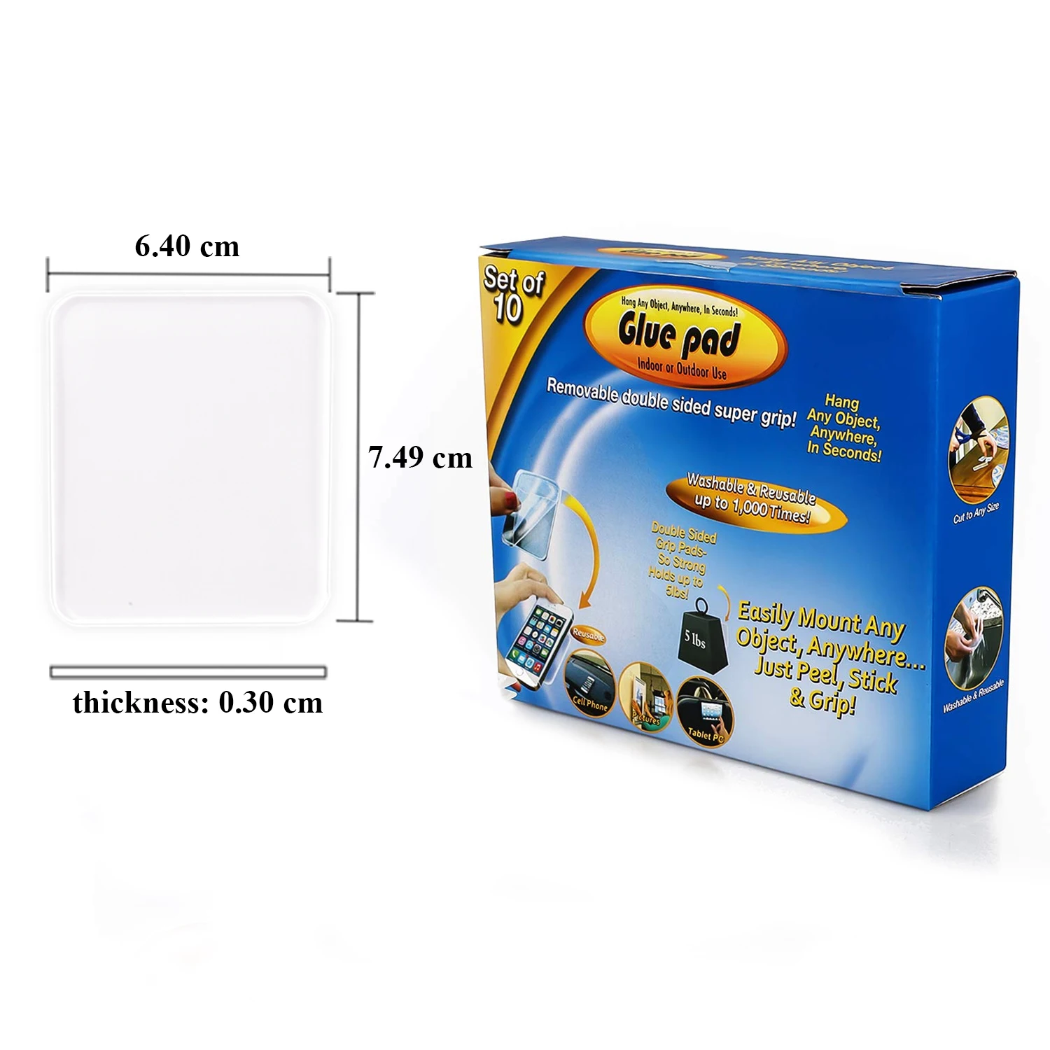 PU Transparent square Sticky Anywhere Car Home Reusable Strong Adhesion Adhesive Gel Pad Silicone Sheet  Anti slip Mat