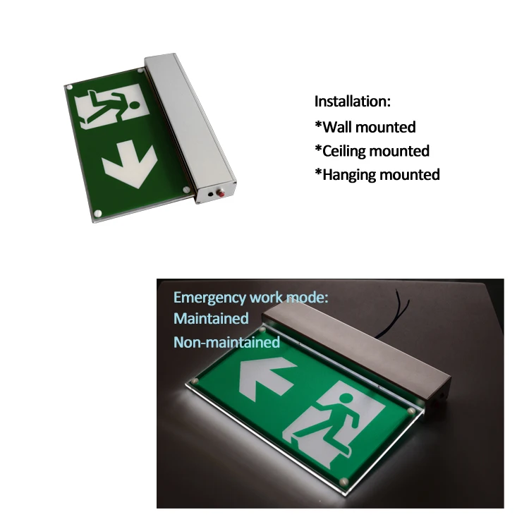 Double Side Face Aluminum 3.6v Nicd 3h Emergency Led Exit Sign