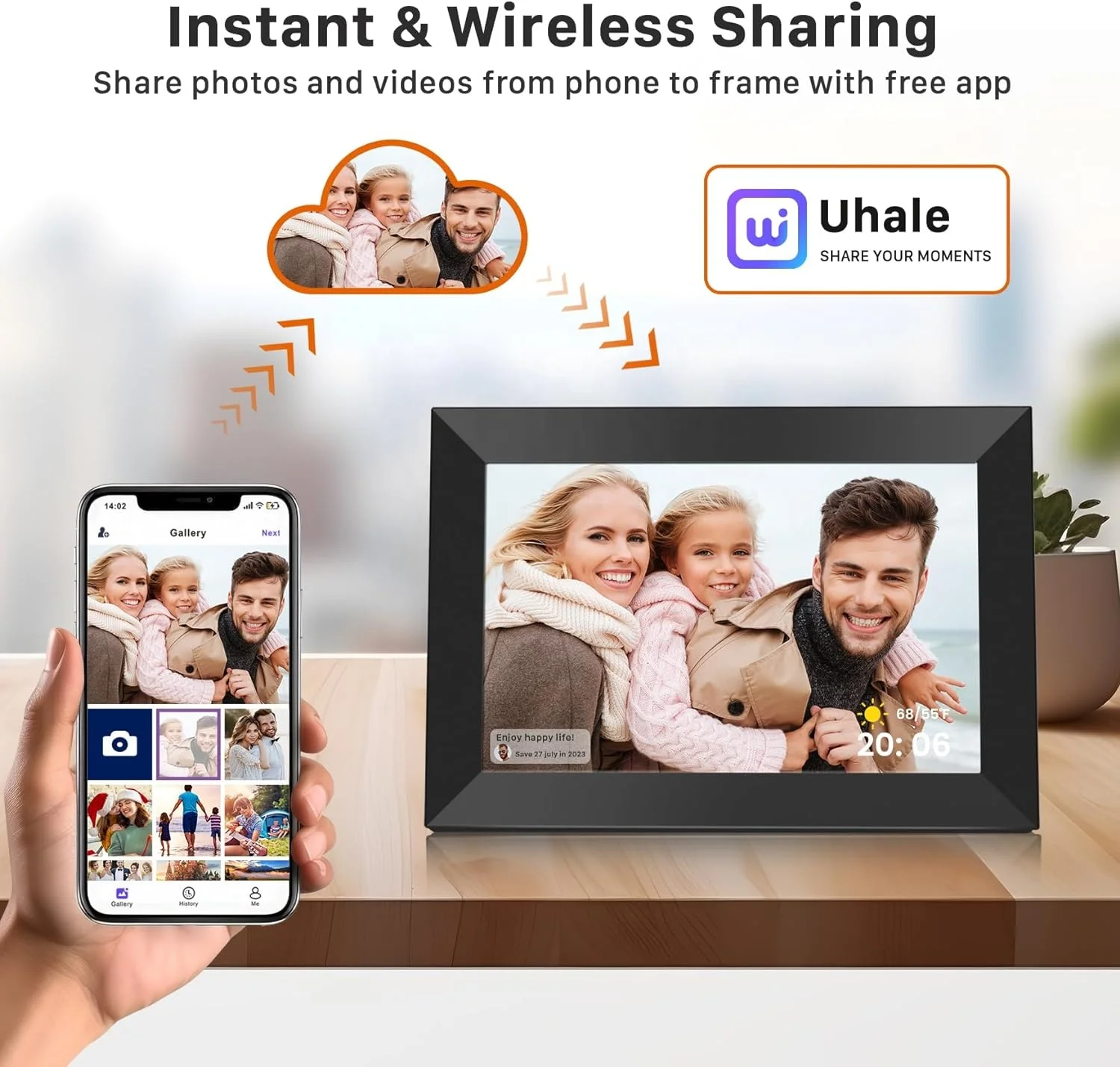 10.1'' Smart Digital Photo Frame, 1280x800 HD Touch Screen, Electronic Picture Frame,Auto-Rotate, Slideshow - View #7