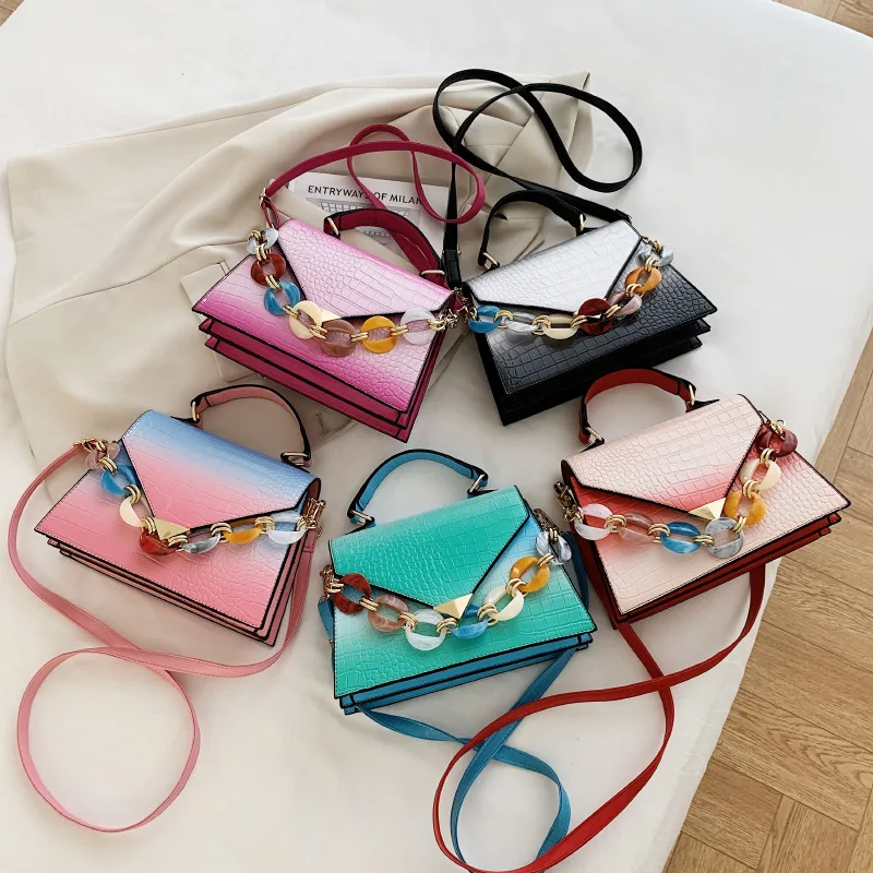 Crocodile-print Woman 2021 New Korean Fashion New Small Bag Versatile  One-shoulder Cross-body Small square Bag