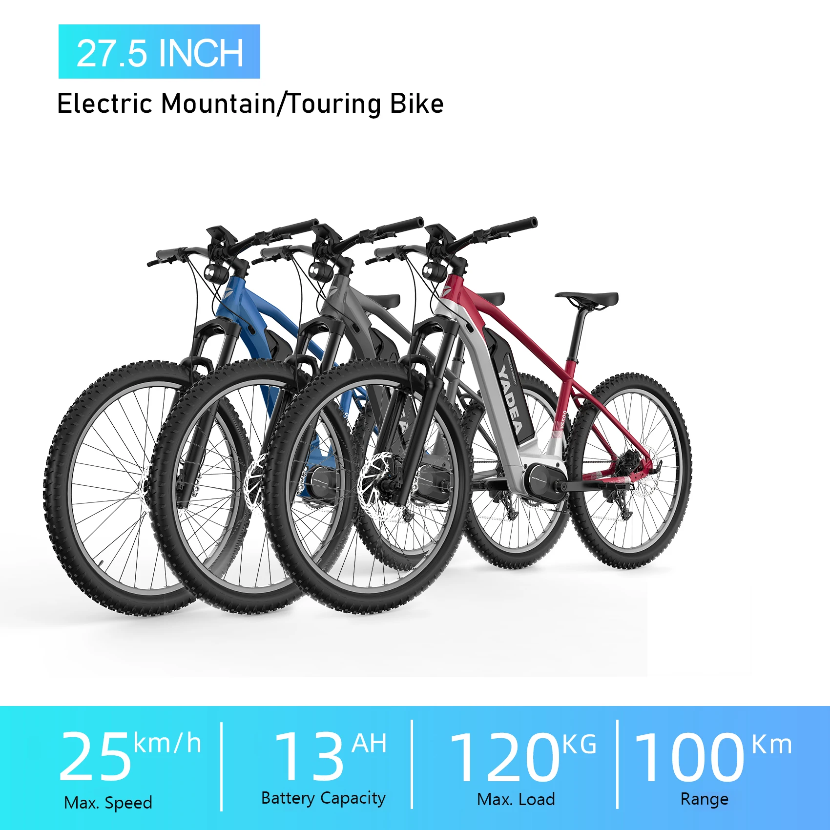 YADEA YS500 Electric Bicycle 350W Mid Motor, Inch Tires