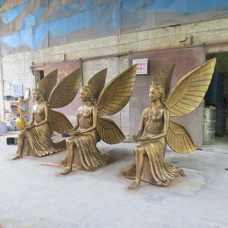 Custom Life Size Outdoor Bronze Garden Large Angel Sculpture Garden ...