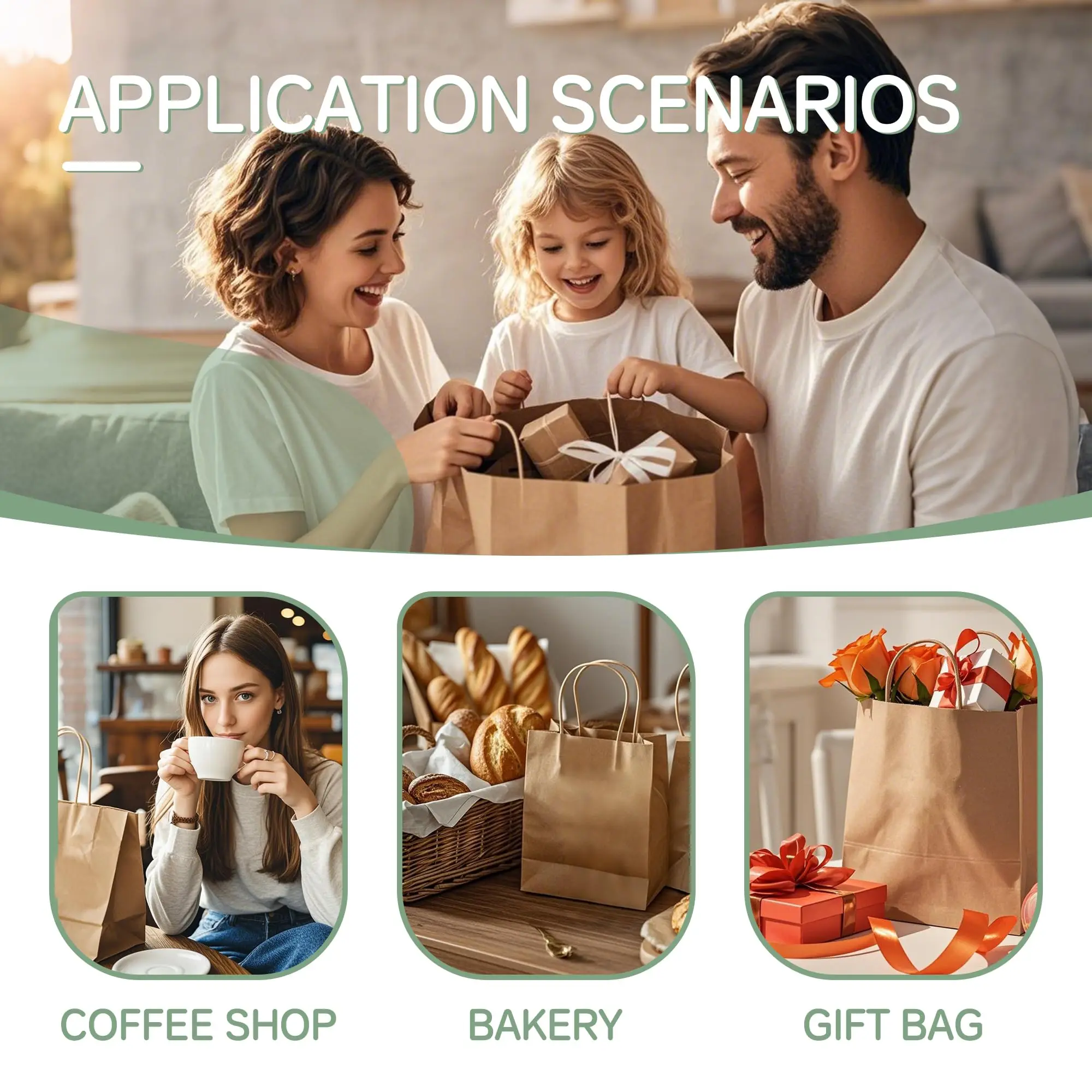 Customized Eco Friendly Brown Paper Carry Bags With Handles for Shopping Grocery Retail Shopping Gift Bags