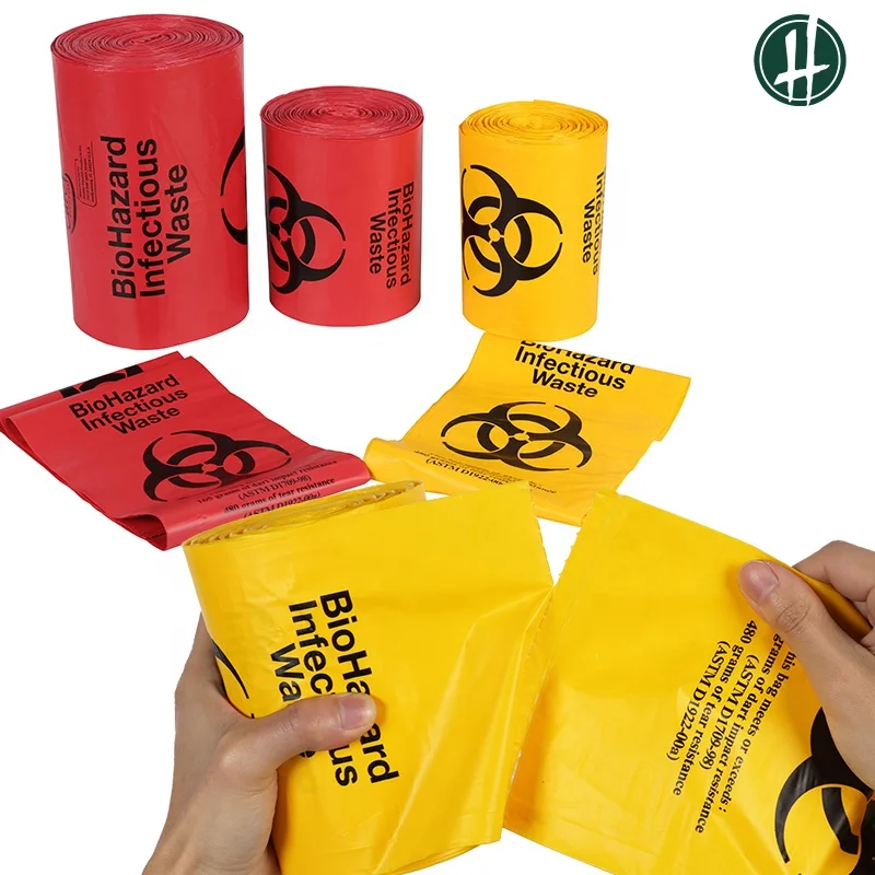 Customizable Biodegradable Autoclave Biohazard Bag Drawstring Sealing Handle PE LDPE HDPE PET Material Medical Industrial Food