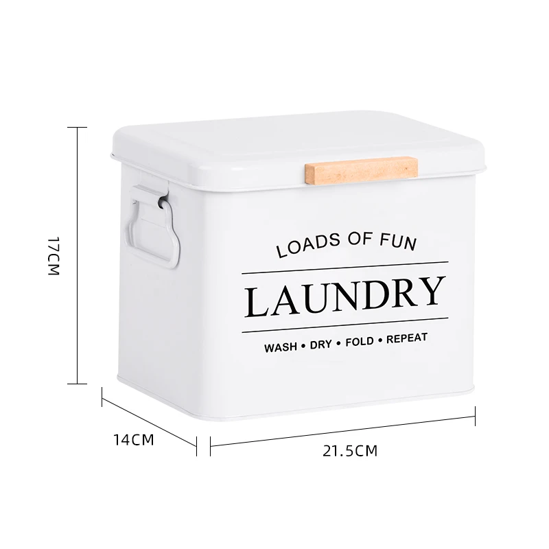 Laundry Room Series Dryer Sheets Holder Black Clamshell Washing Powder Storage Box Galvanized Iron Custom Made Laundry Bin