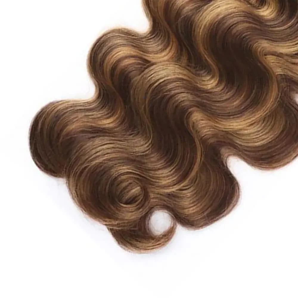 P4/27 Body Wave Bundles 100% Human Hair Brown Ombre Extensions Women_voghion.com