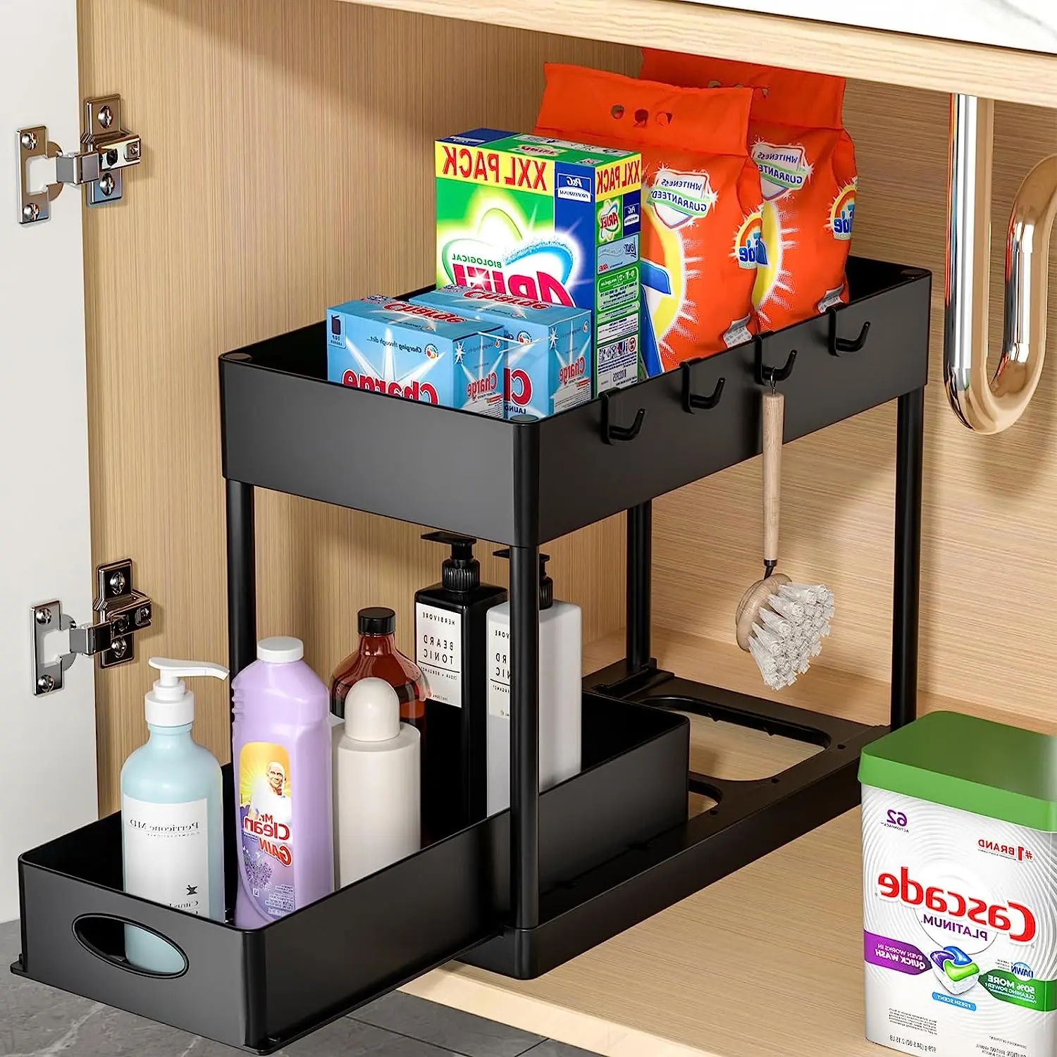 2-tier Sliding L-shape Cabinet Organizers Under Sink Organizer And ...