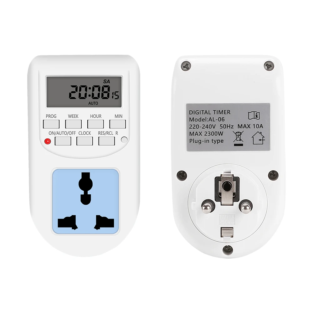 interruptor de temporizador digital al-06 220vac 10a temporizador digital  temporizador programable universal socket enchufe eu