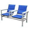 Blue solid wood armrest for two-seater