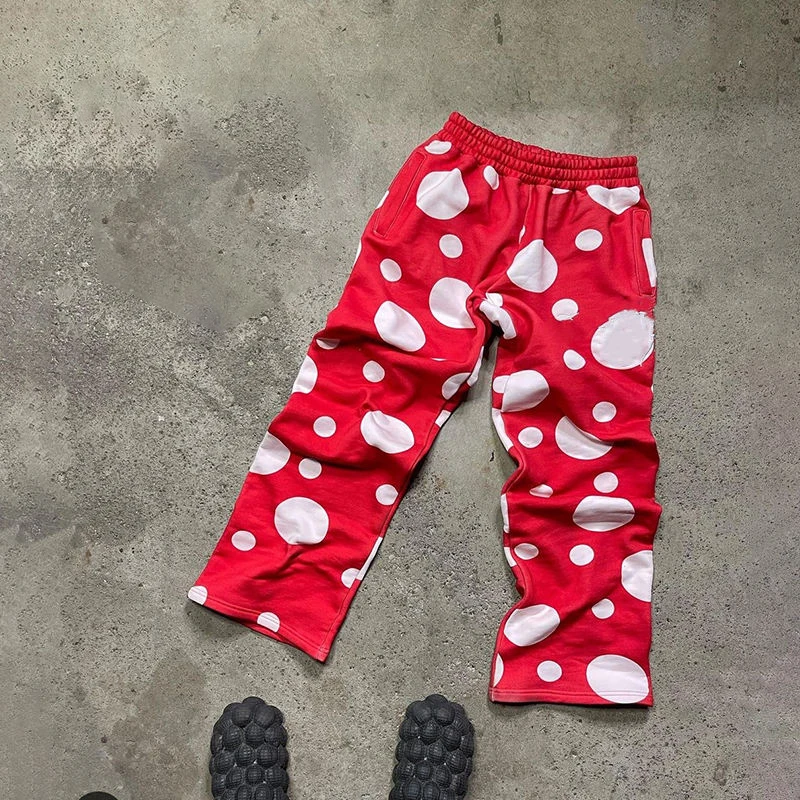 Custom High Quality Casual Flared Jogger Track Pants Patchwork Elastic Waistband Stacked Sweatpants for Men gallery 4