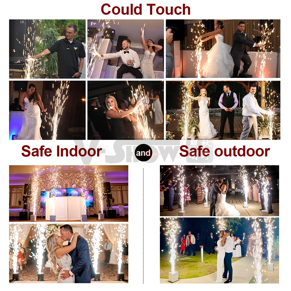 VSHOW CSF750 DMX 512 Cold Pyro Fireworks Machine Indoor Wedding Cold Spark Machine Fountain Sparkler  with Remote Control