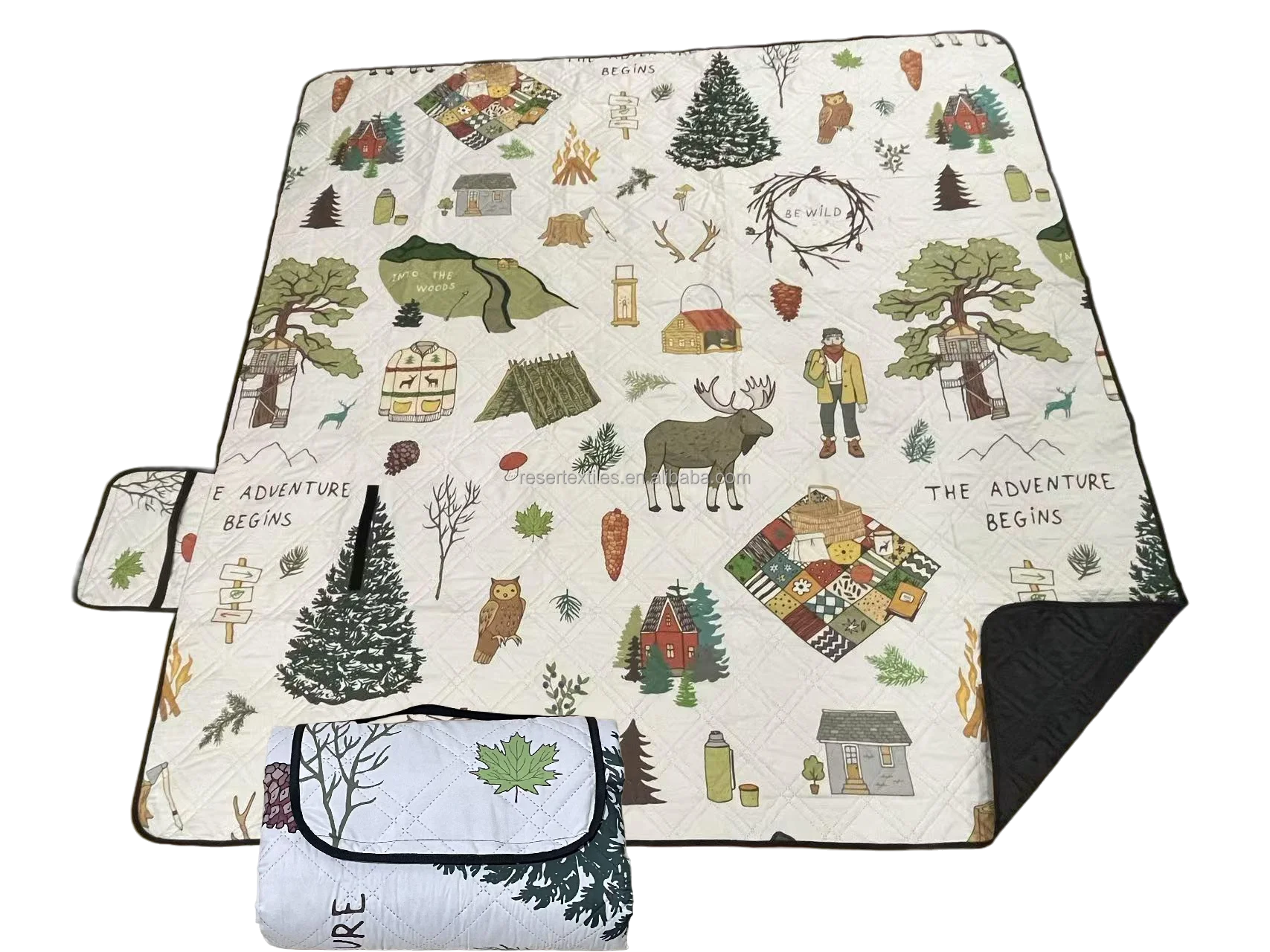 Larger 3-Ply Foldable Portable Outdoor Waterproof Picnic Blanket Rug High Quality Stripe Soft Sponge Custom Logo Hiking Camping