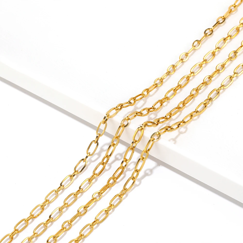 Factory Wholesale Jewelry Stainless Steel Chains Roll Plated Gold Necklace Bracelet Accessories