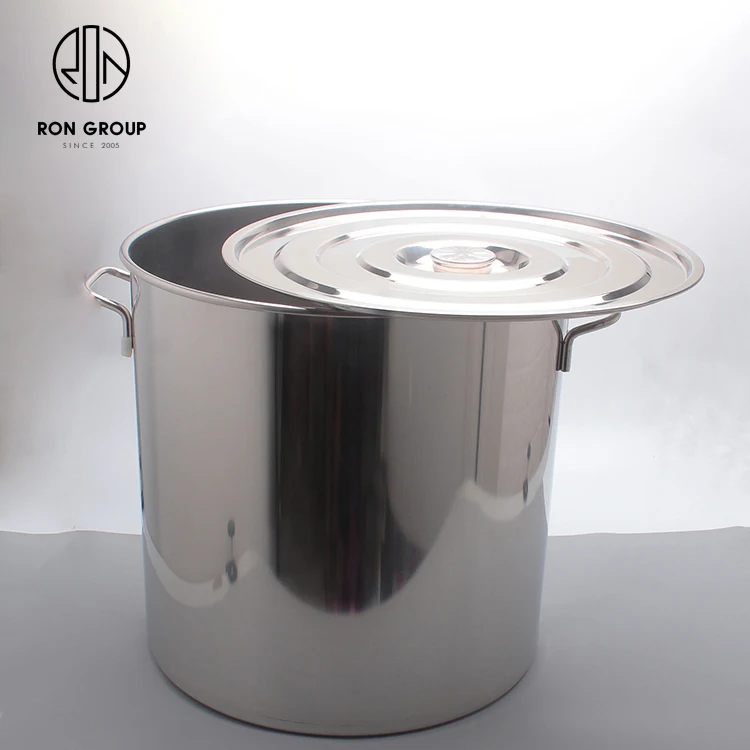 Cheap hotel stainless steel multi capacity soup container dinnerware heavy duty custom restaurant catering deep soup stock pot