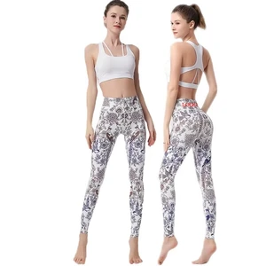 Custom LOGO Printed Yoga Leggings for Women High Waisted Butt Lifting Tights Stretchy Breathable Gym Workout Fitness Pants