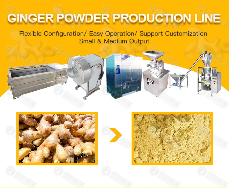 Automatic Ginger Washing Cutting Drying Grinder Machine Industrial Ginger Powder Processing Line