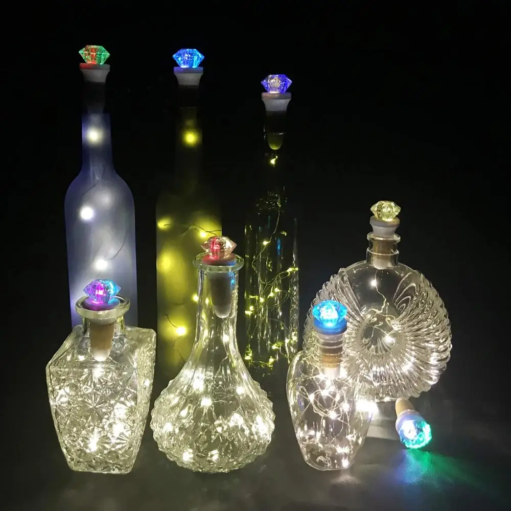 Cork Usb Led String Bottle of 15 LED Cork Lights with Diamond Shaped Cover Fairy Cork Stopper Light for Wine Bottles DIY Party