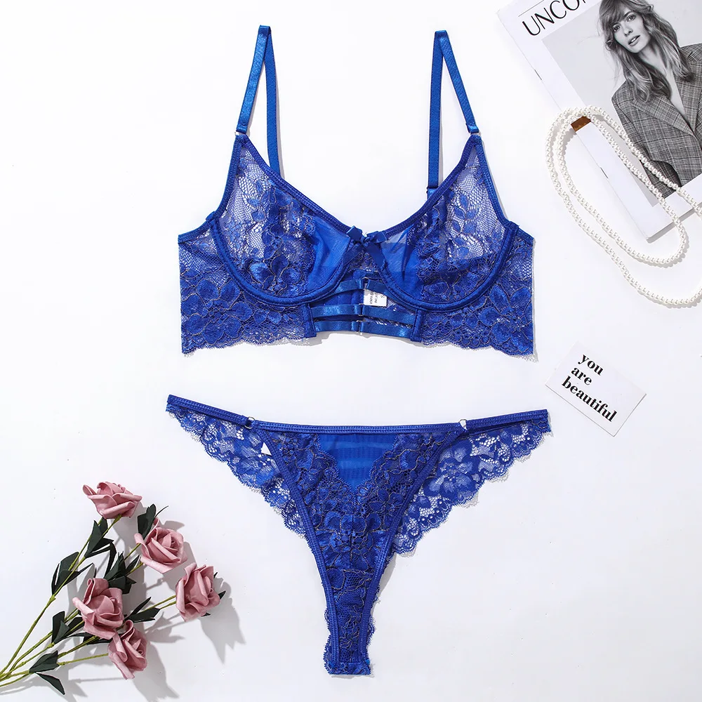 New Sexy Lingerie Women's Sexy Lace Split Sexy Suit With Three-piece ...