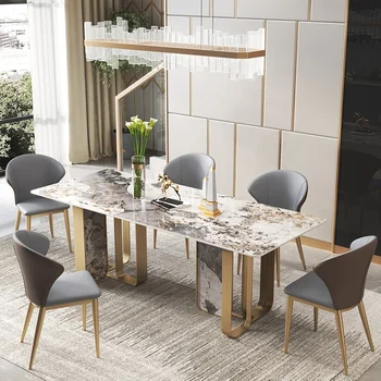 Home Furniture Dining Room Table Sets Dinner Table Marble Durable Dining Tables 6 chairs Wholesale