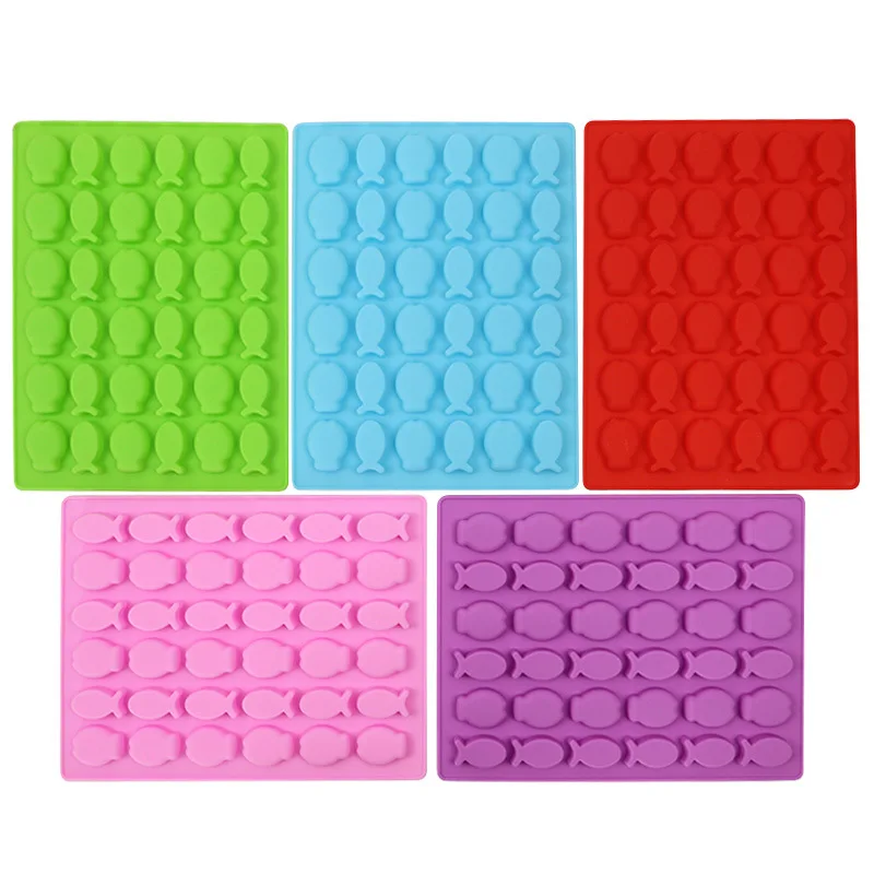 New Arrival  BPA Free Lovely Design  36 Cavities Mini  Fish Shaped  Silicone Gummy Candy Molds