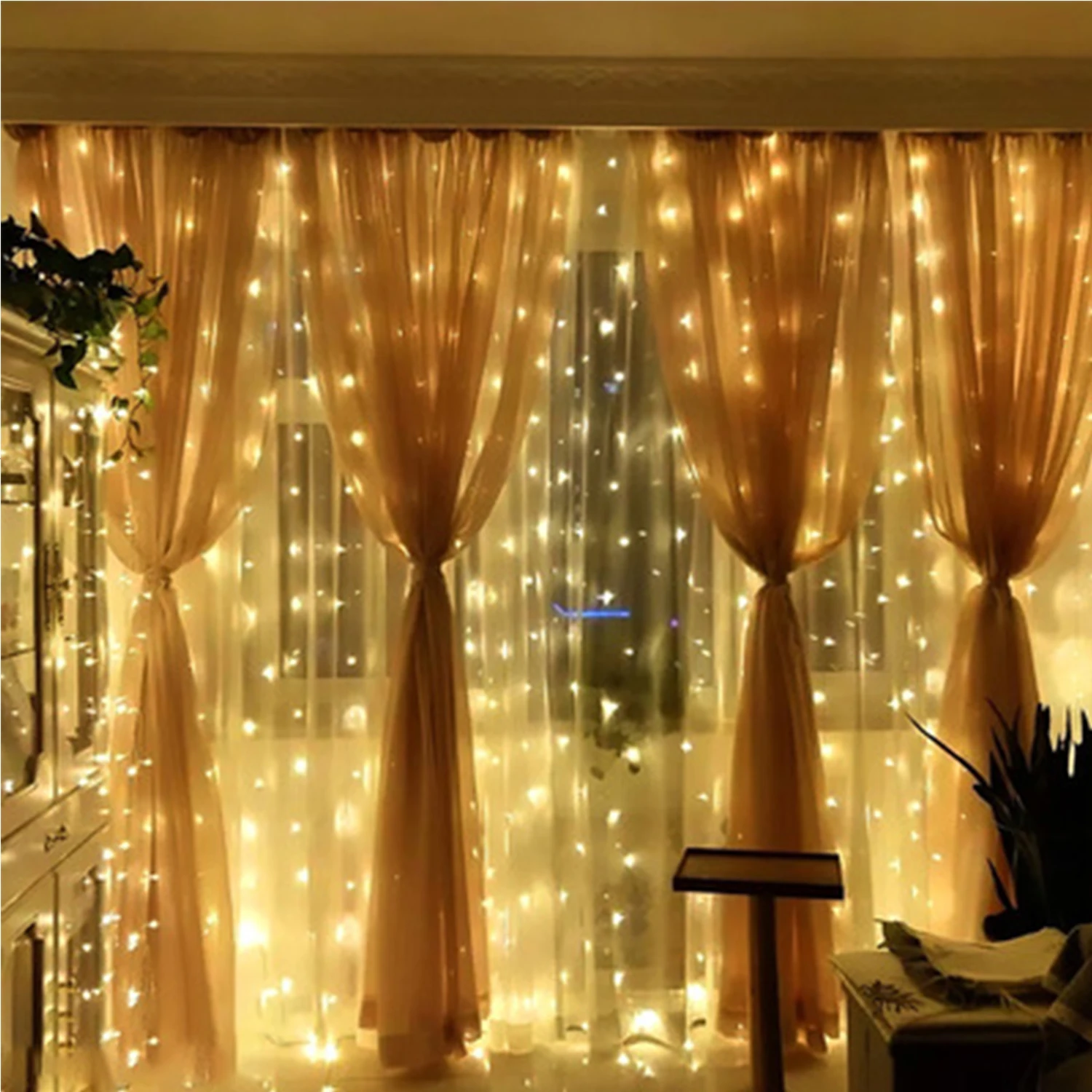 SL14A12R13 300 LED Curtain Lights for Wall Window Hanging Fairy String  Lights with Remote for Wedding Birthday Party