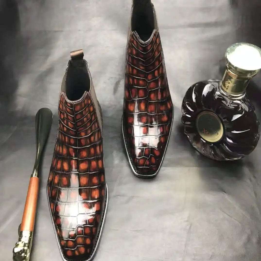 zapatos de hombre personalizados zapatos de cocodrilo para hombres regalos personalizados para hombres Botas de hombre Alligator Negras Zapatos Zapatos para hombre Botas Regalos de Novios botas de hombre personalizadas 