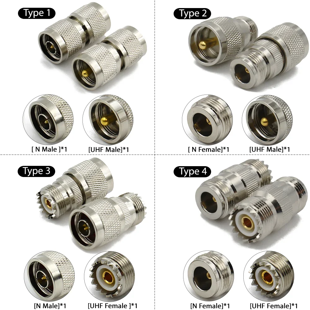 Adaptateur Coaxial RF UHF Femelle Vers N Mâle - SO239/PL259 - Lot De 2 - Pour Antennes Radio, WiFi - 7