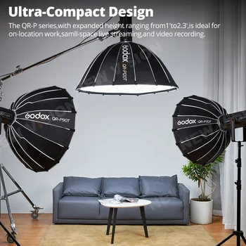 Godox QR-P60T 60CM QR-P90T 90CM QR-P120T 120CM 150CM Quickly Release Parabolic Deep Honeycomb Grid Softbox for Photography Flash detail image