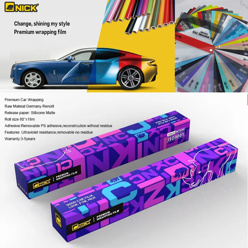 Nick Super Glossy Bubble Free Car Vinyl Wrap Pet Gray Black Car