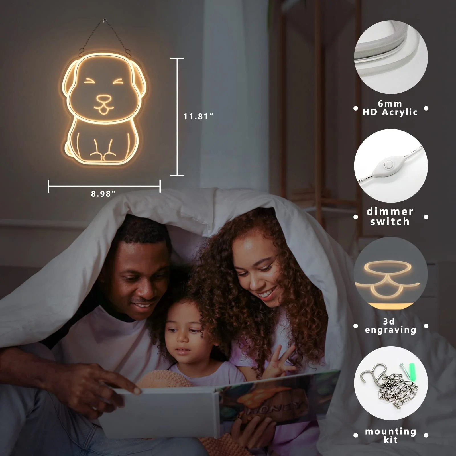 product cute puppy night light kawaii animal bedside room powered 3d dog nightlight led neon lights sign-2