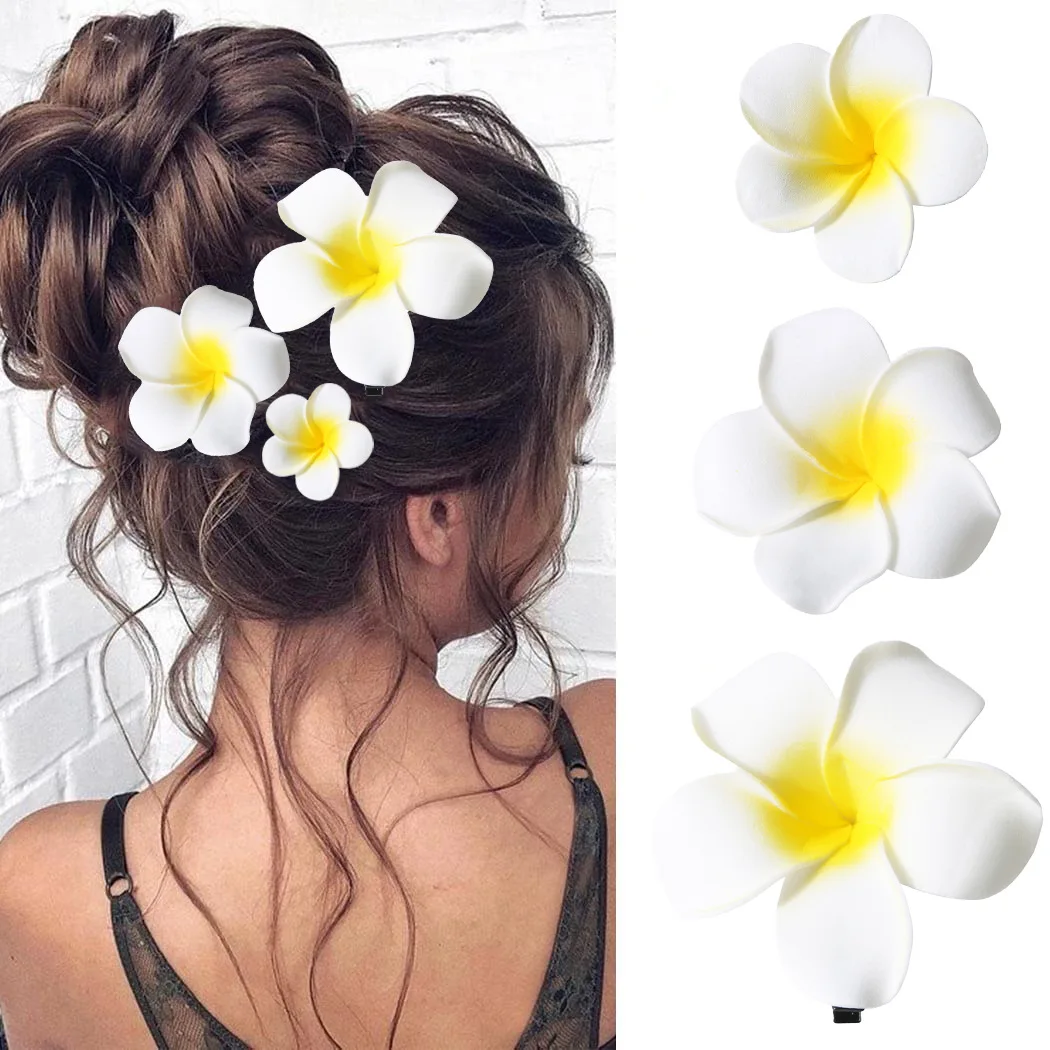 Barrette Pince Cheveux Fleurs de Frangipanier Roses - Peigne Cheveux