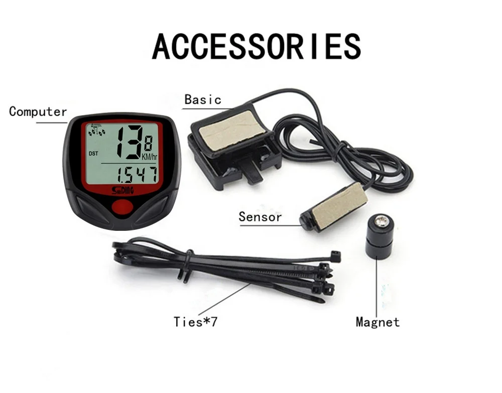 Велосипедный проводной Спидометр Sunding велосипедный одометр измеритель скорости в миль/ч для улицы и помещений защита от дождя