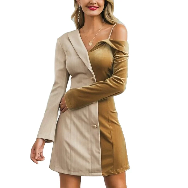 Женский бархатный блейзер с длинными рукавами и воротником-шалью