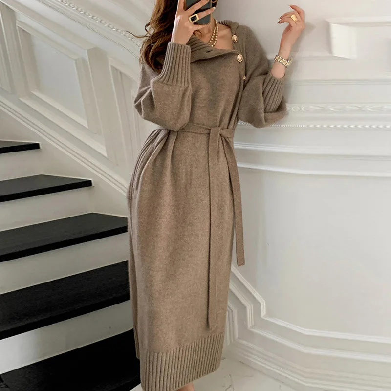 Wholesale Wholesale Autumn Winter Women Long Sleeve Knit Dress