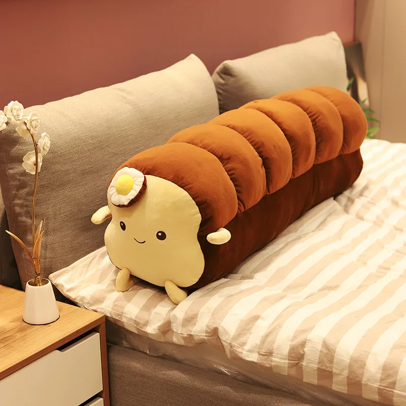 Creative Simulation Large Sleeping Pillow Cushion Soft Plush Toy of Toast Poached Egg & Sliced Bread Filled with PP Cotton