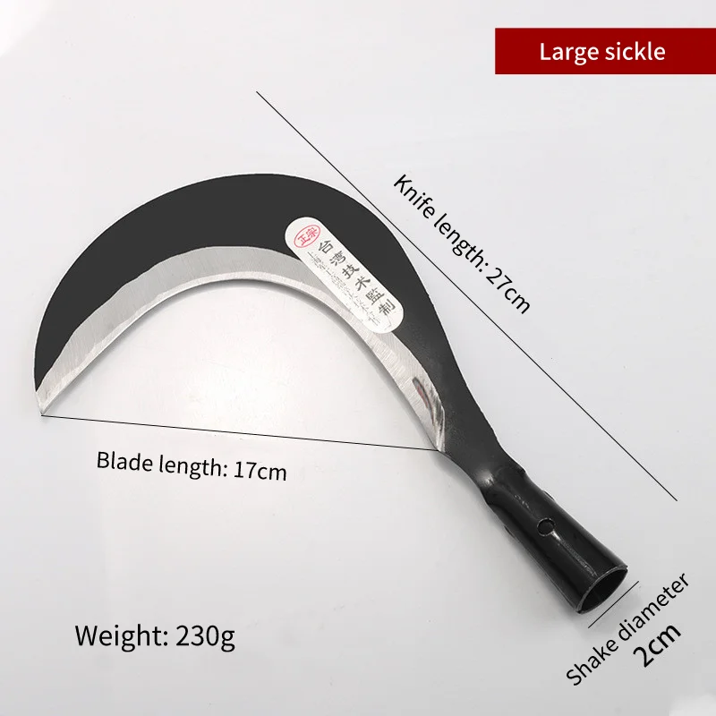 Rice Harvester Long Handle Grain Weeding Sickle Wholesale Grass Sickle Agricultural Wood Handle Sickle