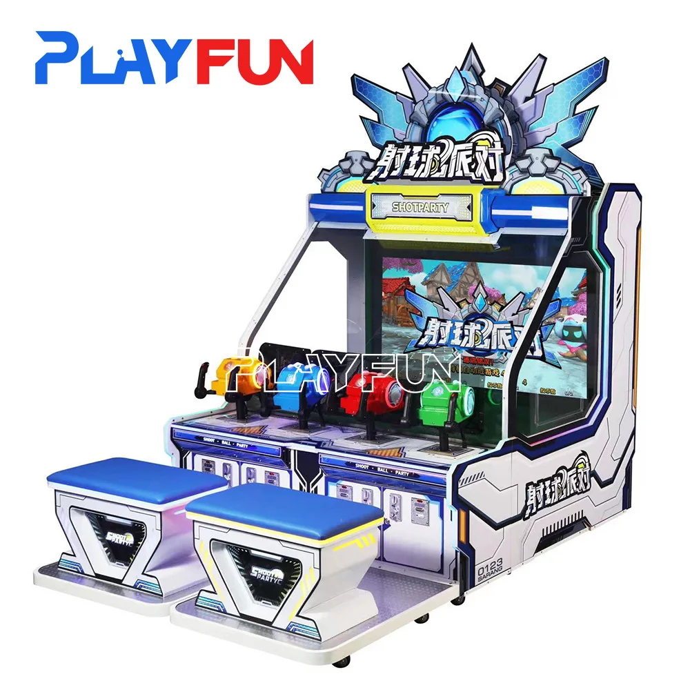 플레이펀 코인 작동식 실내 어린이 사격 게임 4인용 오락 장비 볼 슛 파티 6 in 1 아케이드 머신