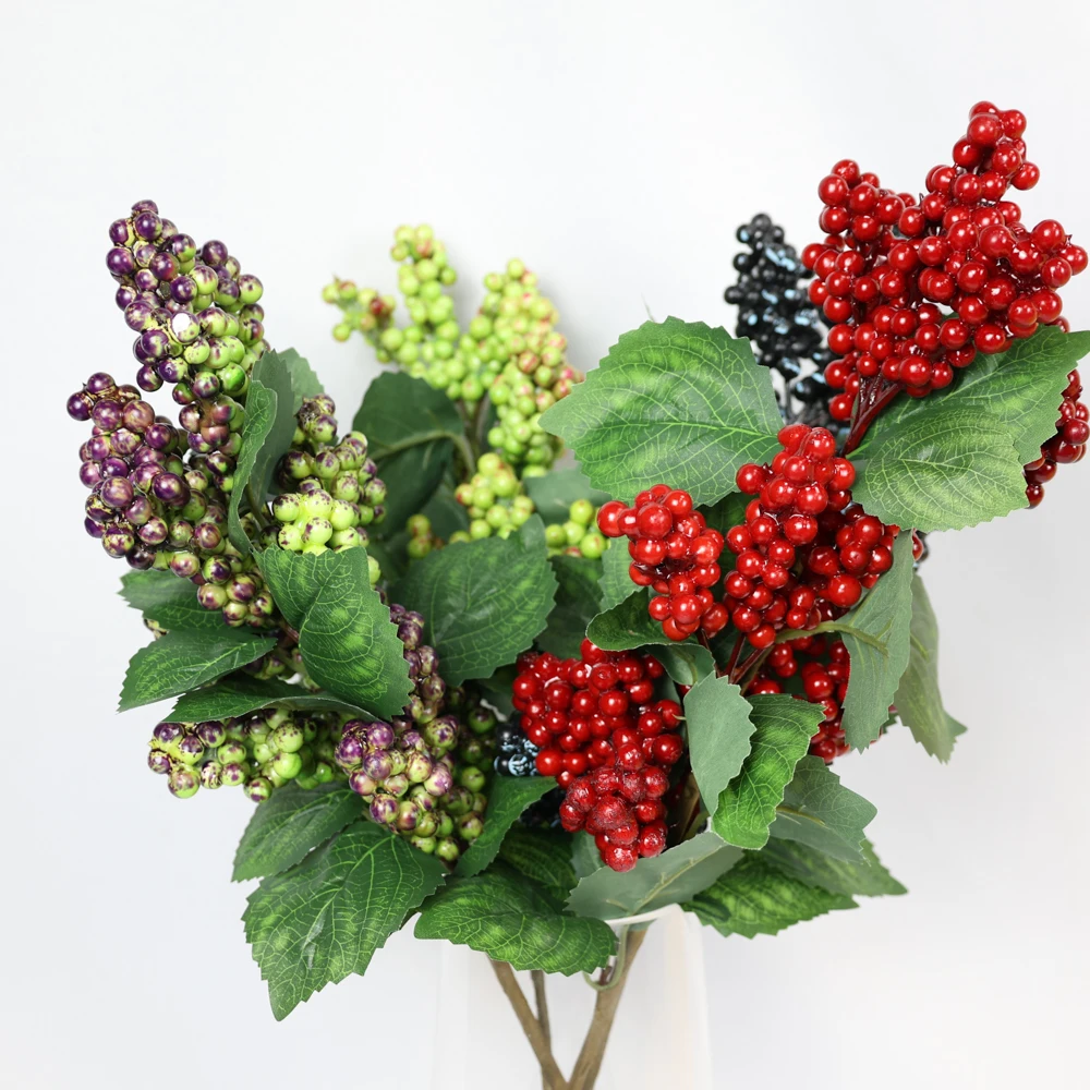 Longstar Red Artificial Berry Stem 53CM Christmas Holly Berry Branches ...