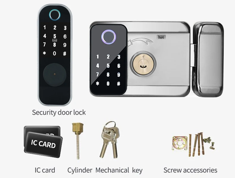 Grade C Lock Cylinder Smart Door Lock with 2 Years Warranty and 30-90mm Door Thickness