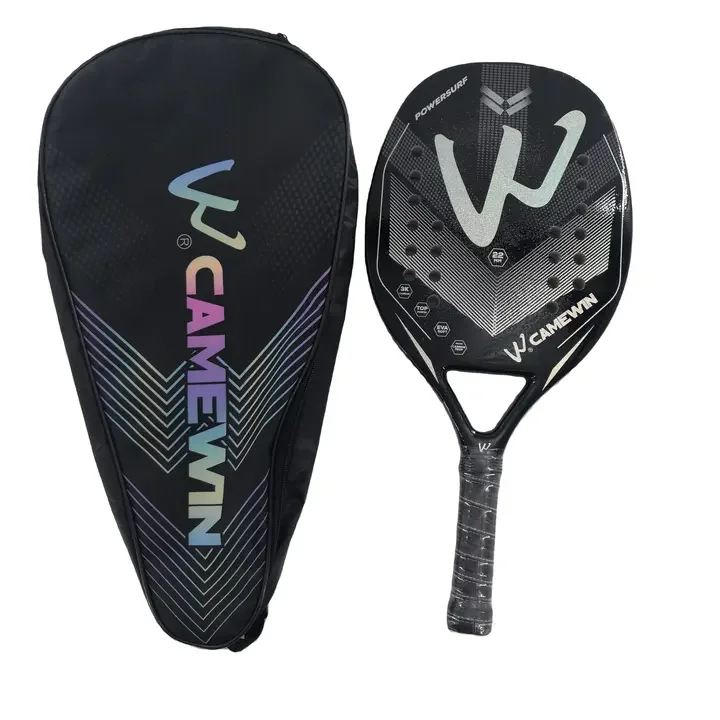 2023 in Stock 3K Beach Tennis Racket Camewin Full Carbon Fiber Rough Surface With Cover Bag Send One Overglue Gift High Quality