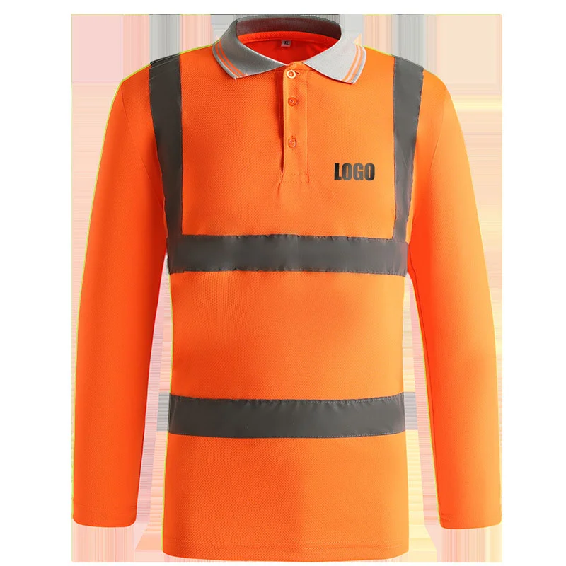 Лидер продаж изготовленным на заказ логосом ткань отводящая влагу поло для мужчин мужская одежда с длинным рукавом обеспечивают безопасность труда светоотражающий логотип Футболка