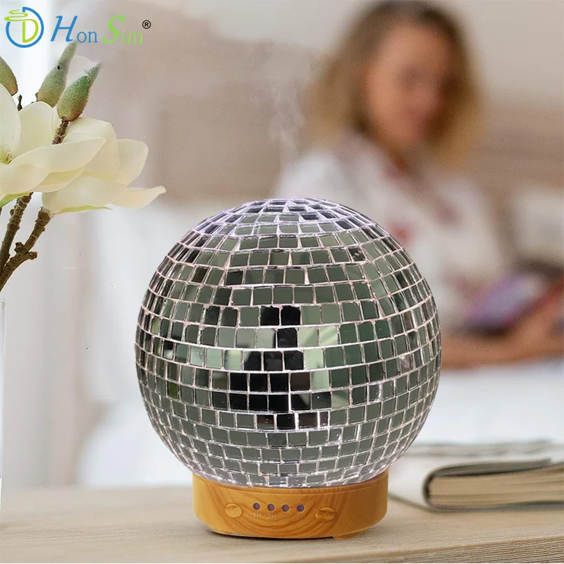 Turkish Style Aromatherapy Machine air Purification Hand Mosaic Glass Round Ball Aromatherapy Diffuser Lamp Humidifier for Home