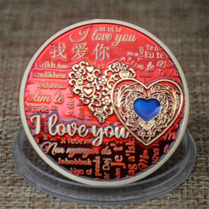 Fan Shu Happy Valentin's Day Best Gift I Love You in Different Languages  Romantic Souvenir Coin