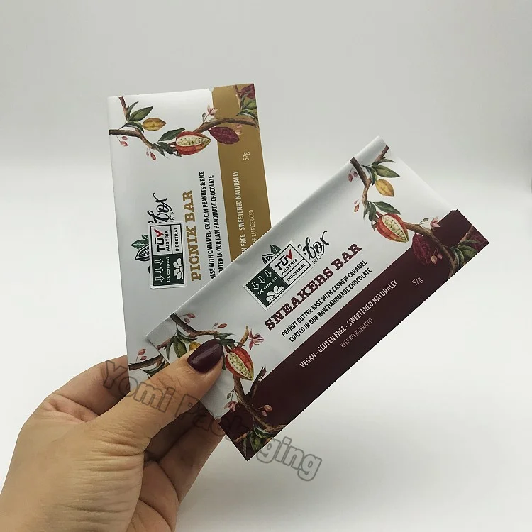 Hot Sale Custom Design Logo Biodegradable Chocolate Foil Candy Protein Bar Wrapper Packaging