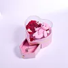 กล่องสีชมพู+ดอกไม้สีแดง+ตุ๊กตาหมี