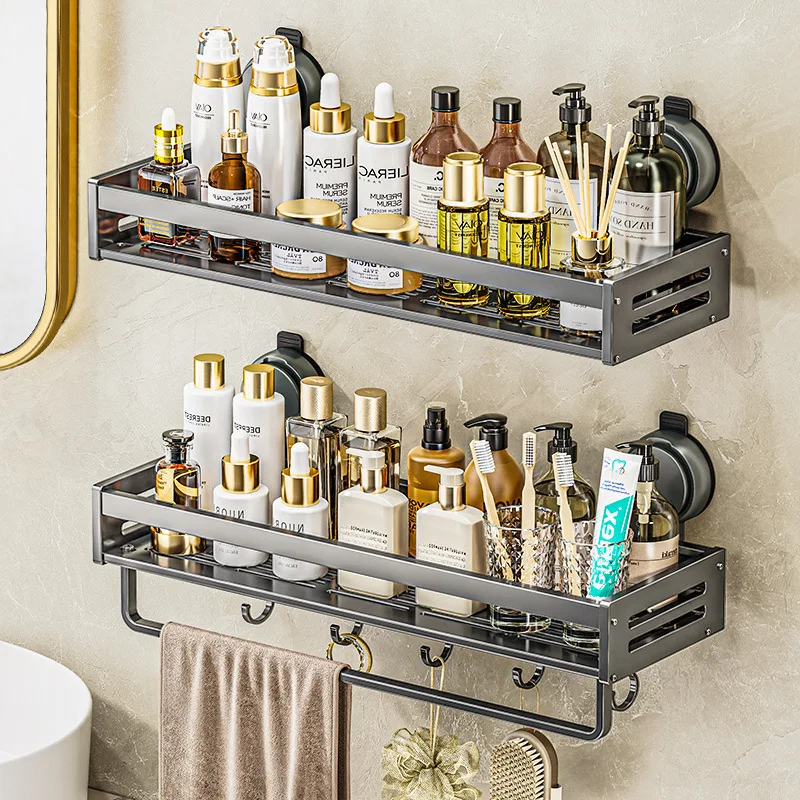 Rebrilliant Suction Cup Non Perforated Bathroom Storage Rack, Bathroom