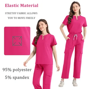 Medical Scrubs Set XL Size Knitted Fabric Spandex Surgical Tops for Doctors Nurses Hand Washing Resistant Hospitals Uniforms