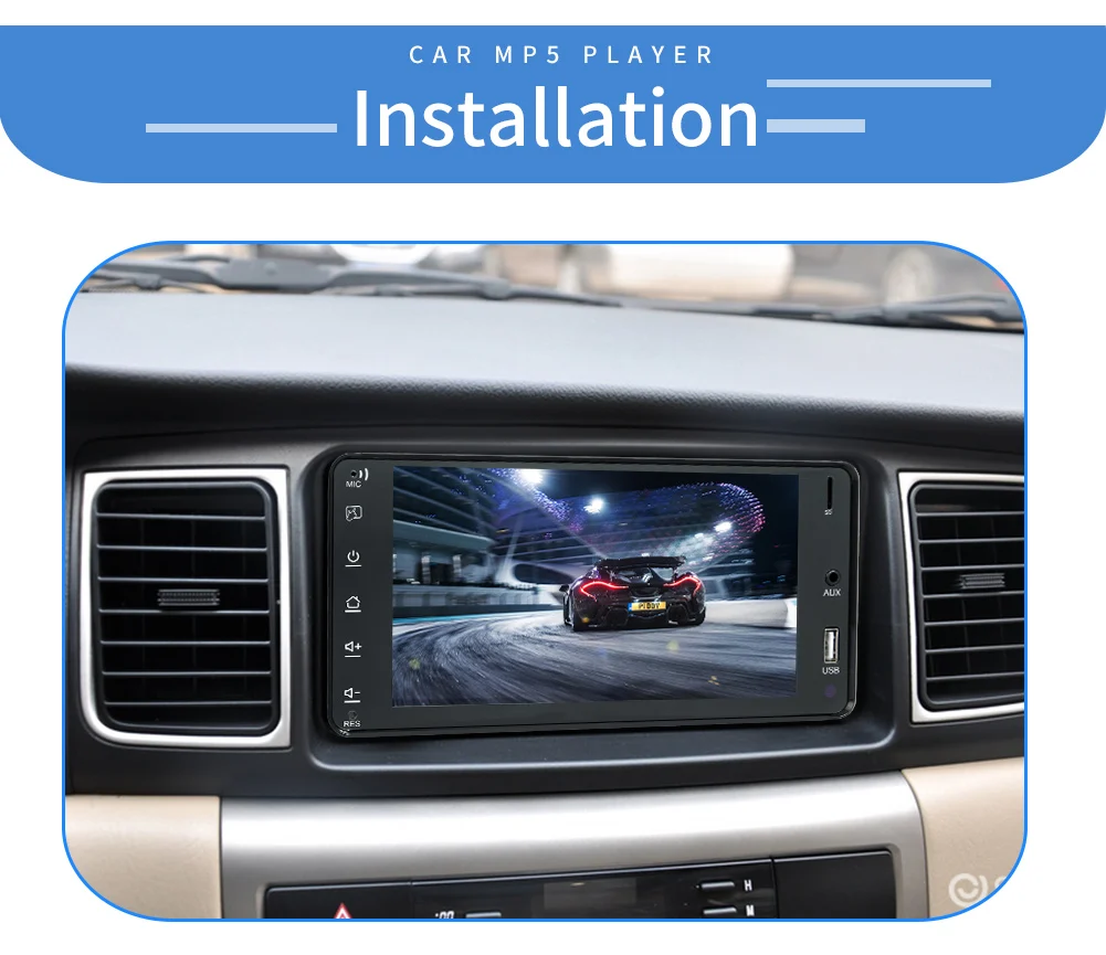 Double din car stereo mp5 player for Corolla with BT AUX car radio video player 7 inch autoradio audio mp5 player